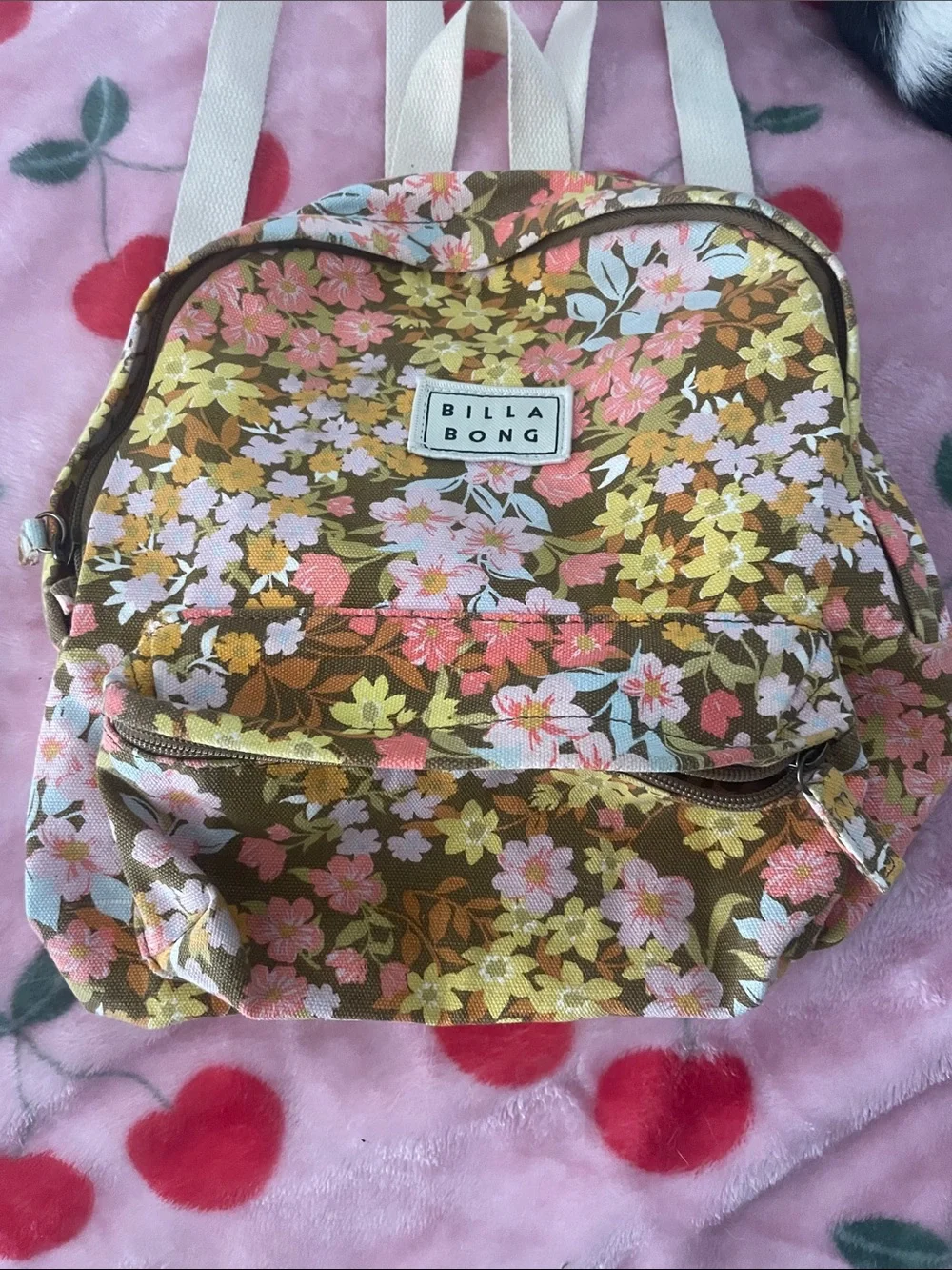 Billabong Floral  Backpack - Brown, Pink & Yellow